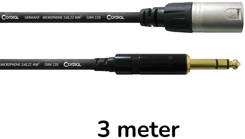 CFM 3 MV - Audiokabel - Jack TRS Stereo naar XLR Male - 3 Meter - REAN Stekkers - Gebalanceerd - Handgesoldeerd van Cordial in Zwart – productfoto