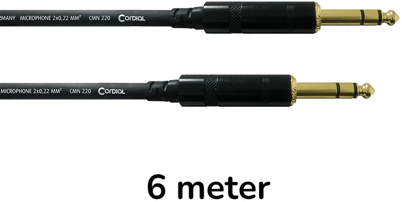 CFM6VV Stereo Jack Audiokabel 6 Meter van Cordial in Zwart – productfoto