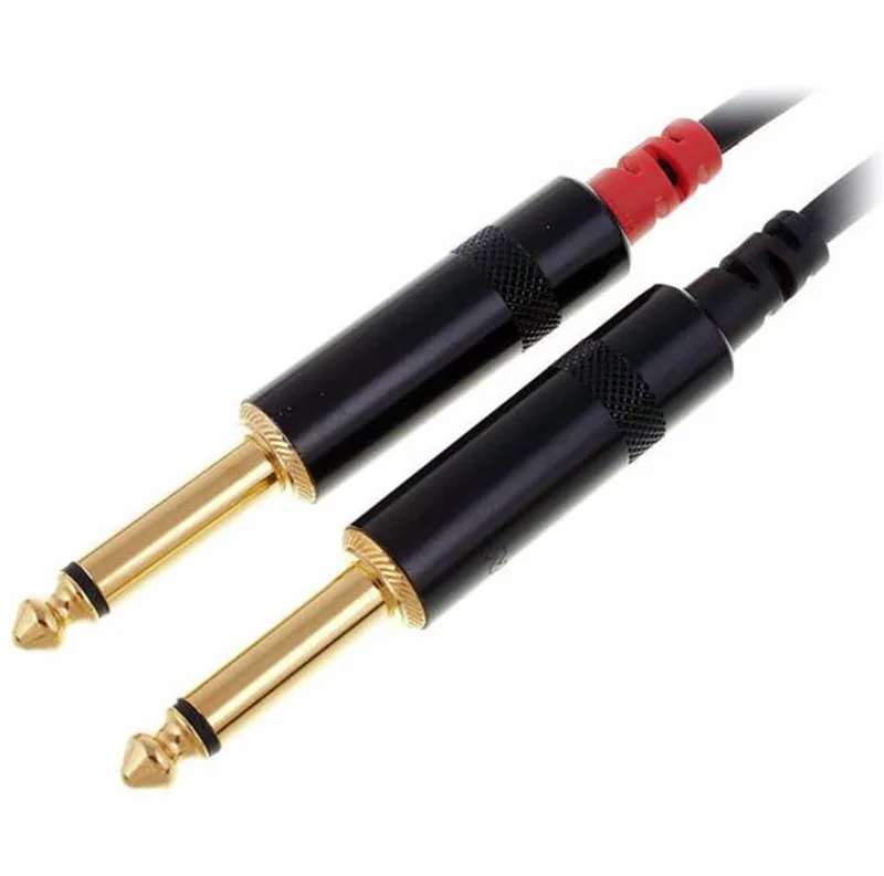 CFU PC - Audiokabel - 2x Jack 6.3mm Mono naar 2x Cinch RCA - 1.5 Meter - Vergulde Contacten van Cordial in Zwart – productfoto