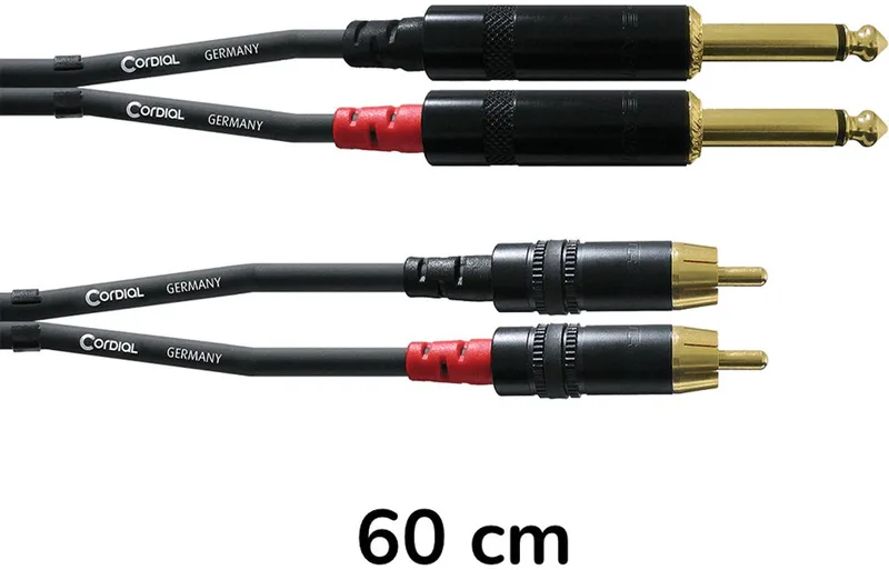Cinch-jackkabel 0,6 m Rean stekker CFU 0.6 PC - Audio kabel by Cordial in Black – product photo