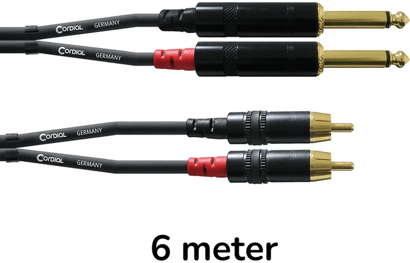 Cinch-jackkabel 6m Rean stekker CFU 6 PC - Audio kabel von Cordial in Schwarz – Produktfoto