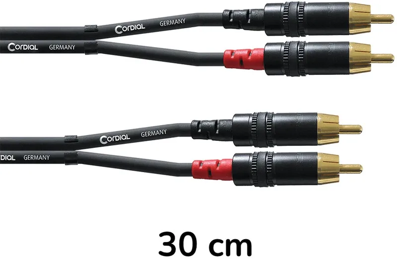 Cinchkabel 0,3 m Rean stekker CFU 0,3 CC - Audio kabel by Cordial in Black – product photo