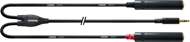 Cordial 2x jack mo fem /jack 3,5 st 0,3m Y-Audio-kabel CFY 0,3 WGG - Insert kabel från Cordial i Svart – produktbild