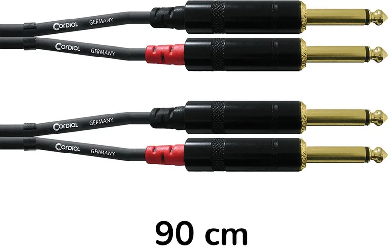 dubbel-jackkabel 0,9m Rean stekker CFU 0.9 PP - Audio kabel van Cordial in Zwart – productfoto