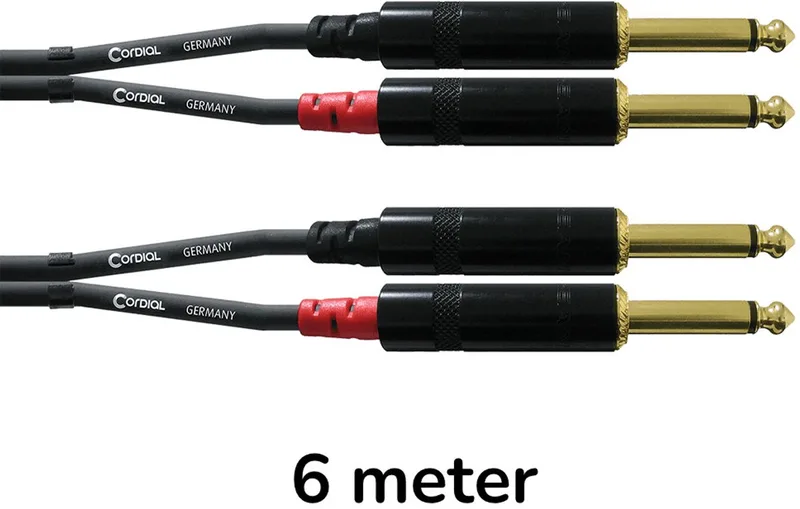dubbel-jackkabel 6m Rean stekker CFU 6 PP - Audio kabel van Cordial in Zwart – productfoto
