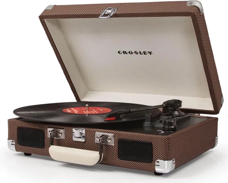 Cruiser De Luxe Platenspeler Tweed - Koffermodel van Crosley in Bruin – productfoto