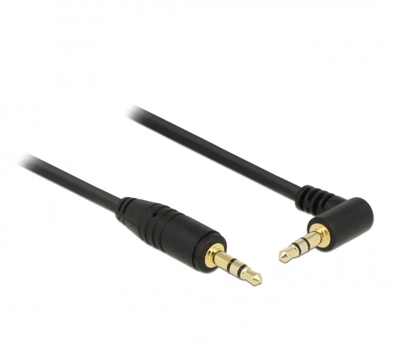 3,5mm Jack stereo audio kabel - haaks - verguld / 0,50 meter van Delock in Zwart – productfoto 1 van 2
