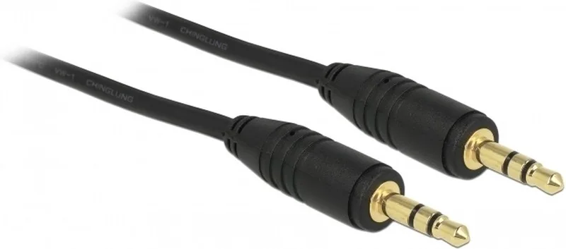 3,5mm Jack stereo audio kabel - verguld / 2 meter van Delock in Zwart – productfoto 1 van 2