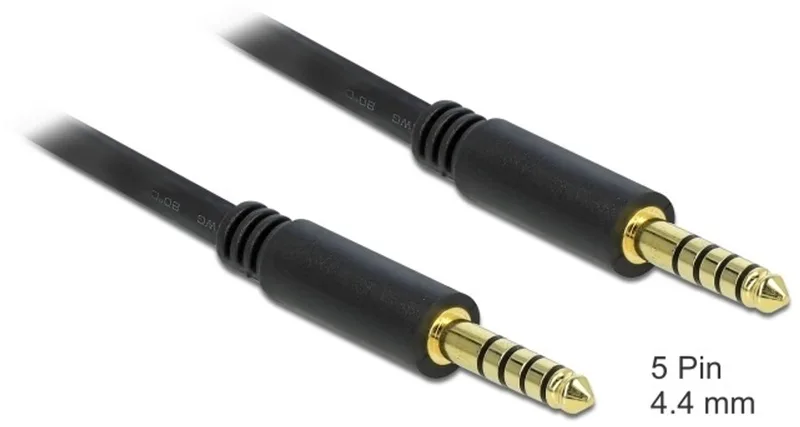 4,4mm Jack kabel | gebalanceerd stereo (5-polig) | AWG24 | verguld | 1 meter van Delock in Zwart – productfoto