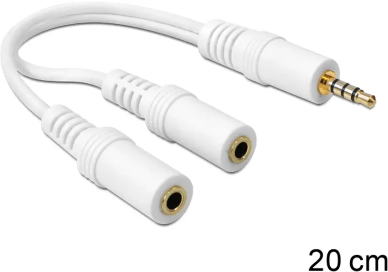 audio cable - 20 cm de Delock en Blanc – photo produit