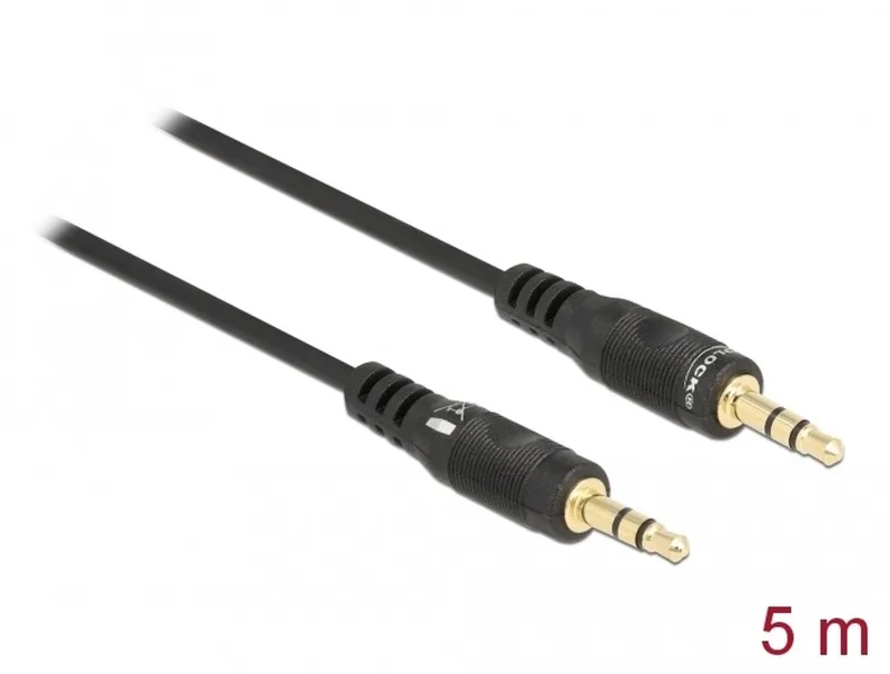 Cable Audio DC jack 3.5 mm 3 pin male / male 5 m by Delock in Black – product photo