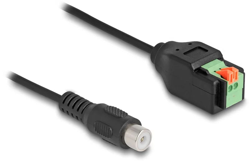 Cable RCA jack to Terminal Block Adapter with push-button 15 cm van Delock in Zwart, Groen – productfoto 1 van 2
