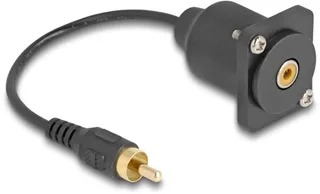 D-Type Cable RCA male to female black 20 cm van Delock in Zwart – productfoto 2 van 2