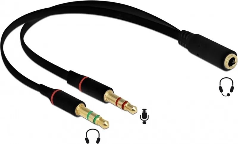 DeLOCK 65967 audio kabel 0,2 m 3.5mm 2 x 3.5mm van Delock in Zwart – productfoto 1 van 2