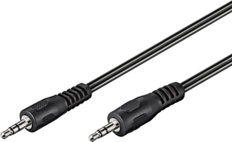 Goobay AUX-audiokabel 2,5 m met 2 jackstekkers 3,5 mm stereo, koperen geleider met nikkelcontacten, extra lang voor grotere afstanden van Delock in Zwart – productfoto