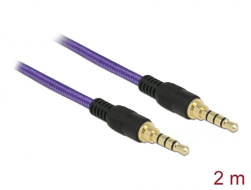 Klinkenkabel 3,5 mm 4 Pin Stecker > Stecker 2 m violett von Delock in Lila – Produktfoto
