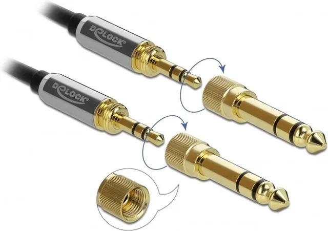 Premium 3,5mm Jack stereo audio kabel met schroefbare 6,35mm Jack adapters / 3 meter