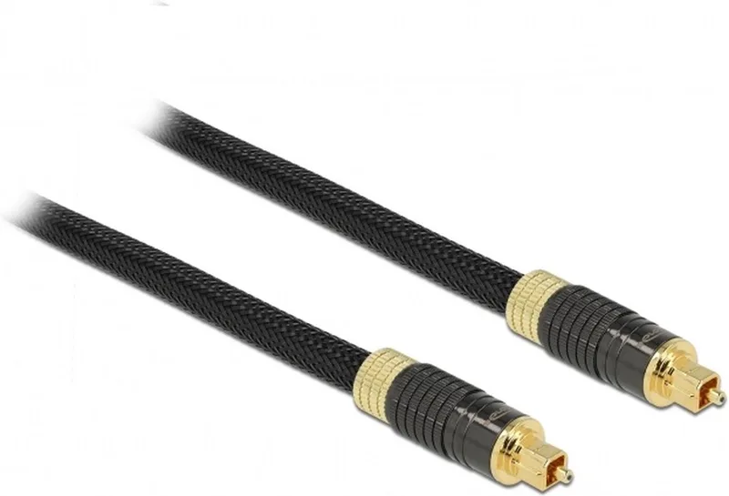 Premium digitale optische Toslink audio kabel met nylon mantel - 8mm / 1 meter by Delock in Black – product photo