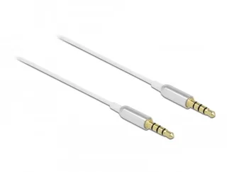 Stereo Jack Cable 3.5 mm 4 pin male to male Ultra Slim 0.5 m white van Delock in Zilver, Wit – productfoto 2 van 2