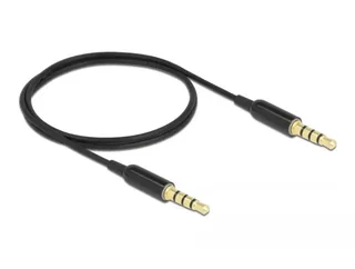 Stereo Jack Cable 3.5 mm 4 pin male to male Ultra Slim 0.5 m black by Delock in Black – product photo 2 of 2