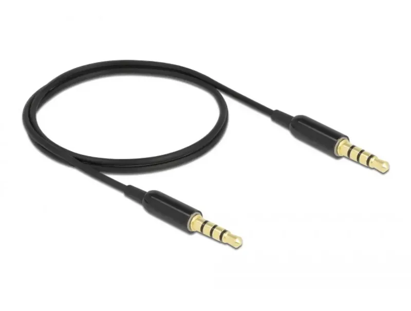 Stereo Jack Cable 3.5 mm 4 pin male to male Ultra Slim 0.5 m black by Delock in Black – product photo 2 of 2