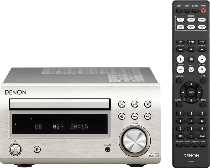 CD speler met ingebouwde versterker met Bluetooth, FM-radio - Compact en gebruiksvriendelijk - Hifi kwaliteit audio - RCD-M41 Silver by Denon in Silver – product photo