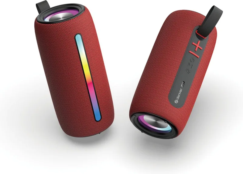 Bluetooth Speaker Draadloos - Lichteffecten - Muziek Box - AUX - TWS Pairing - BTL360 van Denver in Rood – productfoto