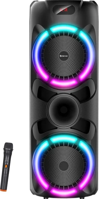 Bluetooth Speaker Party box - Discolichten - Partybox - Incl. Draadloze Microfoon & Afstandsbediening - BPS459 van Denver in Zwart – productfoto 1 van 2