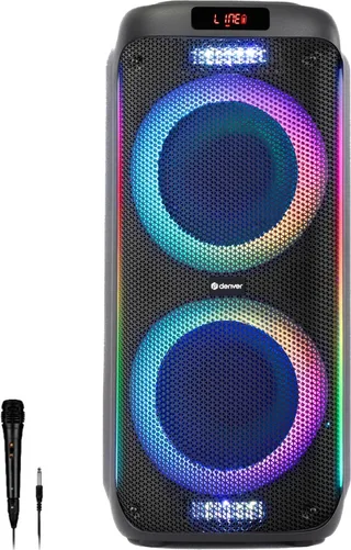 Bluetooth Speaker Party Box - Discolichten - Partybox - Incl. Microfoon - Micro SD / USB / AUX - TSP456 van Denver in Zwart 8" – productfoto 1 van 2