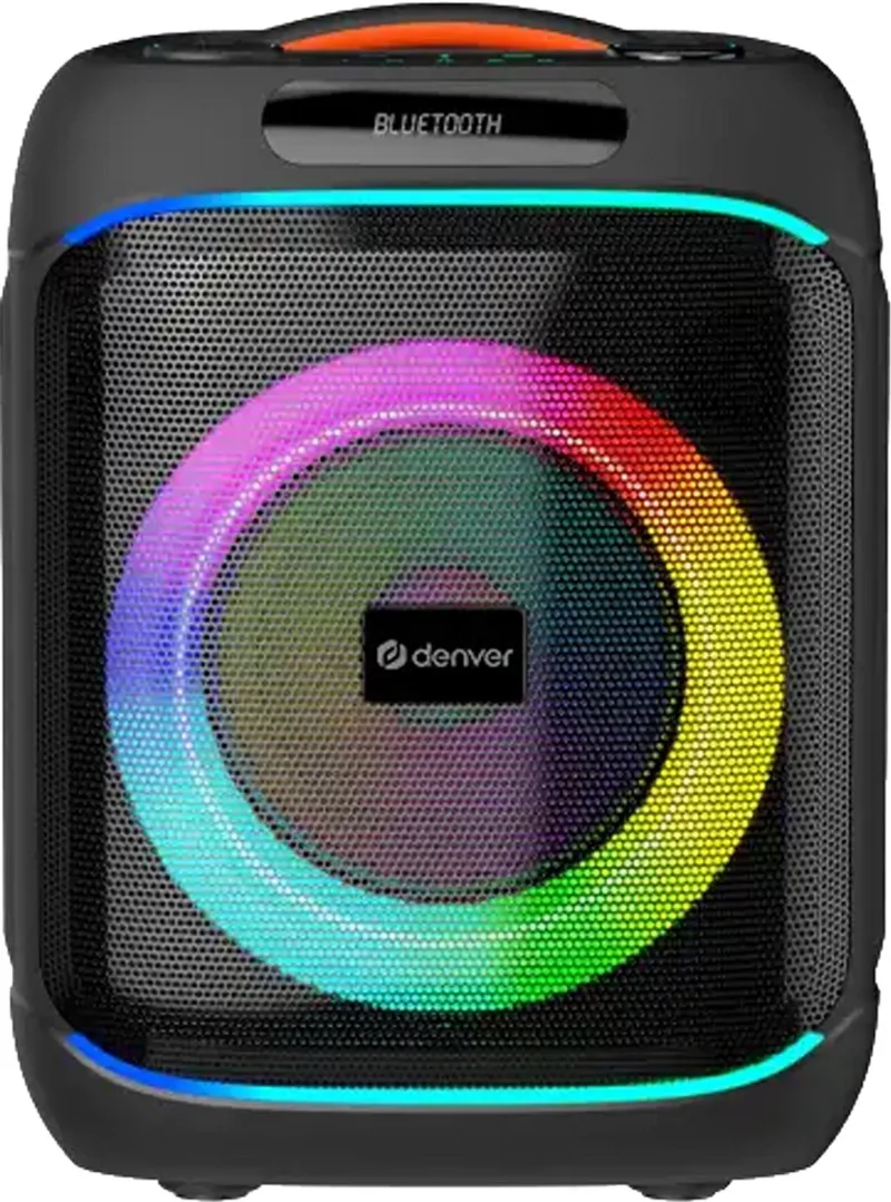 Bluetooth Speaker Party box - Discolichten - Partyspeaker incl. draadloze microfoon & afstandsbediening - Luidspreker - 6,5" woofer - BPS170 van Denver in Zwart – productfoto
