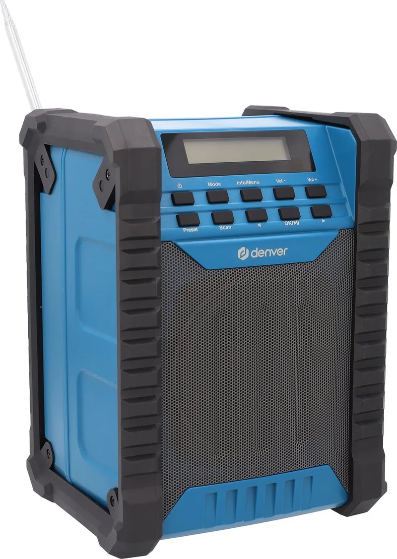 Bouwradio DAB - Bluetooth - met Accu - AUX - FM - USB-C - Spatwaterdicht - WRD60 by Denver in Black, Blue – product photo 1 of 2