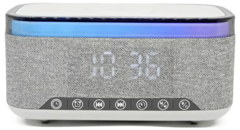 CRQ-225 Wekkerradio FM Bluetooth, MP3, SD, FM, AUX Draadloos opladen, Wekfunctie från Denver i Grå – produktbild 1 av 2