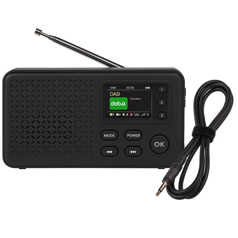 DAB / DAB+ / FM / AUX Wekkerradio met Bluetooth - Inclusief AUX Kabel Alarmradio - Digitale Wekker Radio - LED Alarm Radio -+ 40 voorkeuzezenders - Dual Alarm - Snooze van Denver in Zwart – productfoto