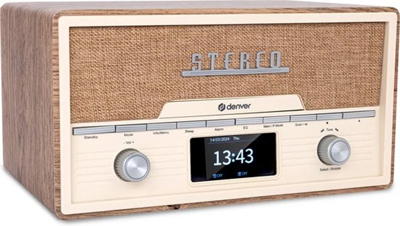 DAB Radio CD Speler - Retro Radio - Bluetooth - 20 voorkeuzezenders - DAB /FM / AUX - MDA525 - Lightwood by Denver in Light wood – product photo