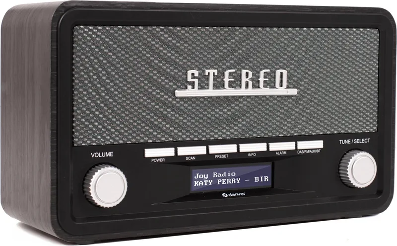 DAB Radio - Retro Radio - Bluetooth - DAB+/ FM - Dimbaar - Batterijen & Netstroom - DAB18DG van Denver in Grijs – productfoto 1 van 2