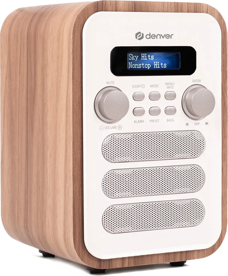 DAB Radio - Retro Radio - Bluetooth - DAB+/ FM Radio - DAB48W van Denver in Hout – productfoto 1 van 2