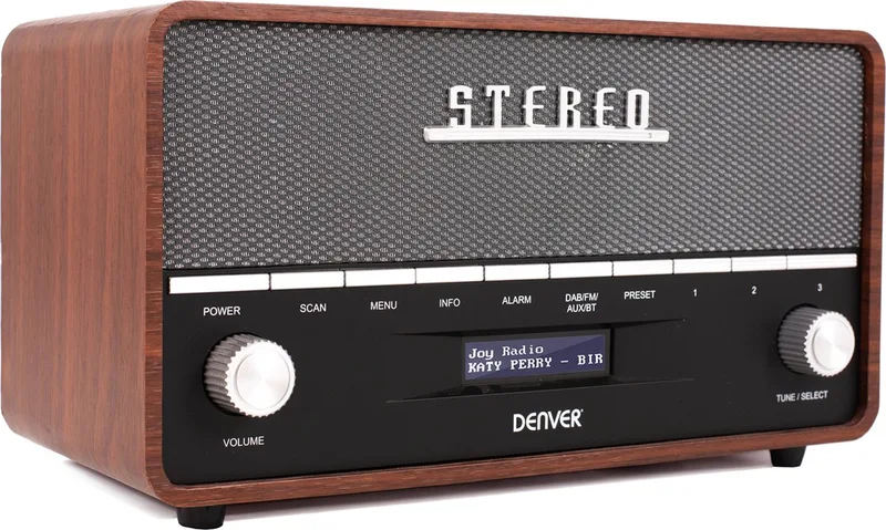 DAB Radio XL - Retro Radio - Bluetooth - DAB+/ FM - Batterijen & Netstroom - DAB36 van Denver in Bruin – productfoto