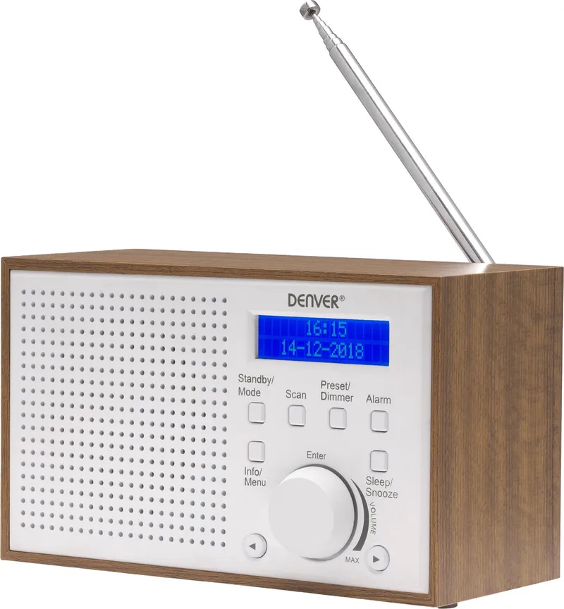 Draagbare DAB+ Radio op Batterijen en Netstroom - DAB46 van Denver in Wit – productfoto