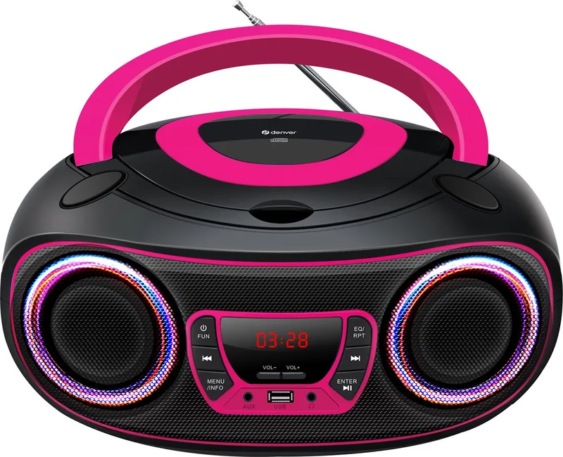 Draagbare Radio CD Speler Kinderen - Bluetooth - Lichteffecten - Boombox - AUX - FM - TCL212BT van Denver in Roze – productfoto 1 van 2