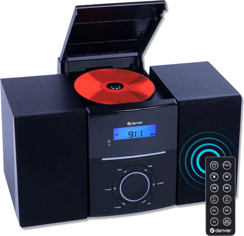 FM Radio CD Speler - Wekkerradio - 30 voorkeuzezenders - AUX - MCA240 van Denver in Zwart – productfoto 1 van 2