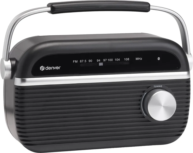 FM Radio Retro - Noodradio / Noodpakket - Werkt op batterij of netstroom - Keukenradio - Draagbare Radio - TRB67B by Denver in Black – product photo