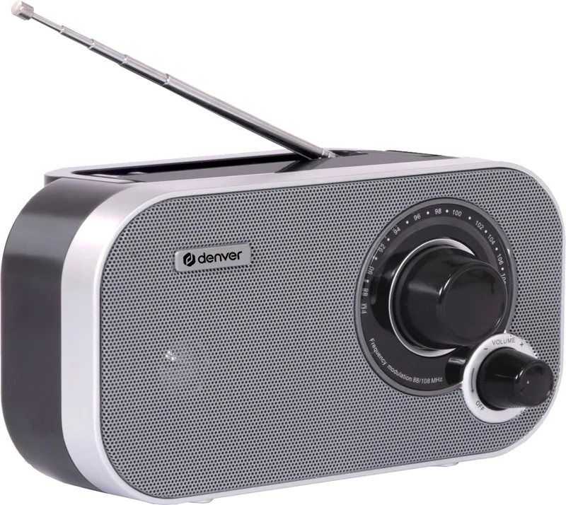 FM Radio Retro - Noodradio / Noodpakket - Werkt op batterij of netstroom - Keukenradio - Draagbare Radio - TR51 by Denver in Grey – product photo
