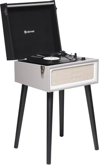 Platenspeler Bluetooth - Ingebouwde Speakers - FM Radio - Auto-stop - Retro - VPR250 van Denver in Zwart – productfoto 1 van 2