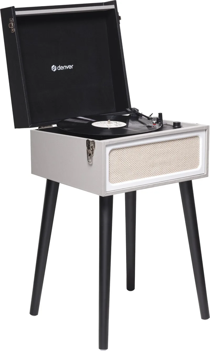 Platenspeler Bluetooth - Ingebouwde Speakers - FM Radio - Auto-stop - Retro - VPR250 van Denver in Zwart – productfoto 1 van 2