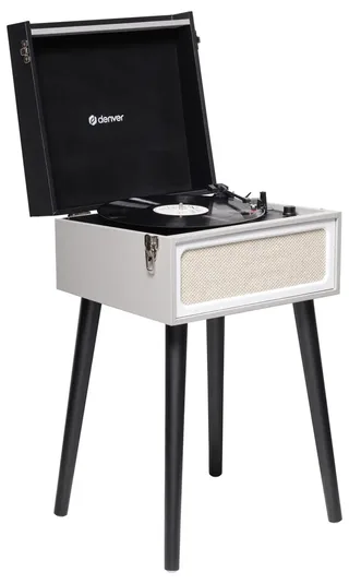 Platenspeler Bluetooth - Ingebouwde Speakers - FM Radio - Auto-stop - Retro - VPR250 van Denver in Zwart – productfoto 2 van 2