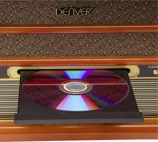 Retro Platenspeler - Ingebouwde Speakers en Versterker - DAB Radio - Radio CD Speler - MRD51 - Hout van Denver in Bruin – productfoto 2 van 2
