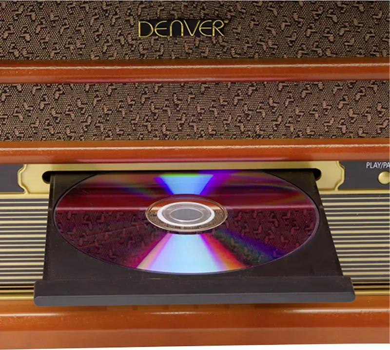Retro Platenspeler - Ingebouwde Speakers en Versterker - DAB Radio - Radio CD Speler - MRD51 - Hout van Denver in Bruin – productfoto 2 van 2