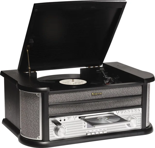 Retro Platenspeler - Ingebouwde Speakers en Versterker - DAB Radio - Radio CD Speler - MRD51 - Hout