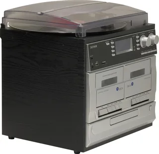 Retro Platenspeler met Speakers - DAB Radio CD Speler - Dubbele Cassette - FM Radio - Hout - MRD166 van Denver in Zwart – productfoto 2 van 2