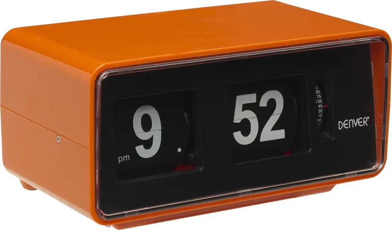 Retro Wekkerradio - FM Radio - Retro Flip van Cijfers - CR425 van Denver in Oranje – productfoto